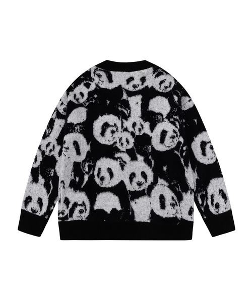 HOOK】モヘアパンダ総柄ニットカーディガン（カーディガン/ボレロ
