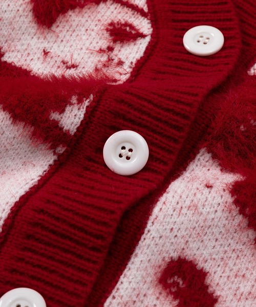 HOOK（フック）の「【HOOK】モヘアパンダ総柄ニットカーディガン