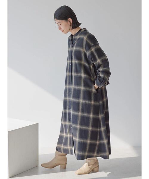 BLAMINK  M.SUMMER ブロックチェックバンドカラーワンピース 36 BLAMINK M.SUMMER ブロックチェックバンドカラーワンピース 36