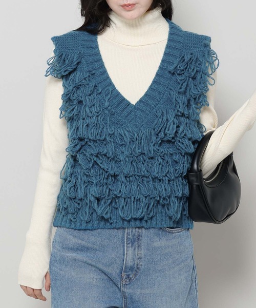 3.3 Field Trip （3.3フィールドトリップ）の「3.3 Field Trip／ループニットベスト　2983545（ベスト・レディース・アイボリー/ブルー/ブラック・FREE）」の3枚目の写真