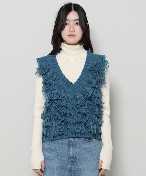 3.3 Field Trip （3.3フィールドトリップ）の「3.3 Field Trip／ループニットベスト　2983545（ベスト・レディース・アイボリー/ブルー/ブラック・FREE）」の6枚目の写真