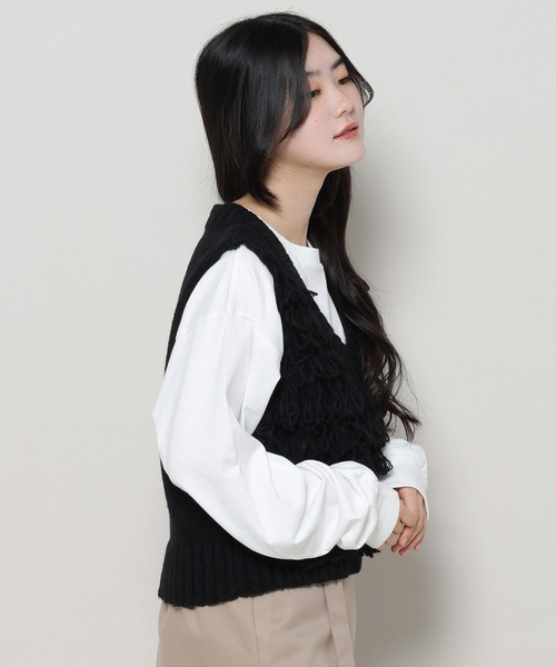 3.3 Field Trip （3.3フィールドトリップ）の「3.3 Field Trip／ループニットベスト　2983545（ベスト・レディース・アイボリー/ブルー/ブラック・FREE）」の18枚目の写真