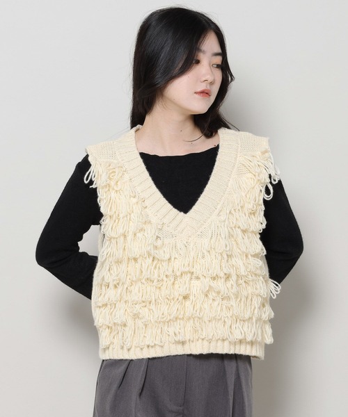 3.3 Field Trip （3.3フィールドトリップ）の「3.3 Field Trip／ループニットベスト　2983545（ベスト・レディース・アイボリー/ブルー/ブラック・FREE）」の22枚目の写真