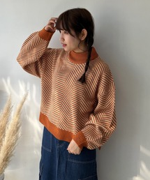 AS KNOW AS plus | ☆ヘリンボーンモックネックニットプルオーバー(ニット/セーター)