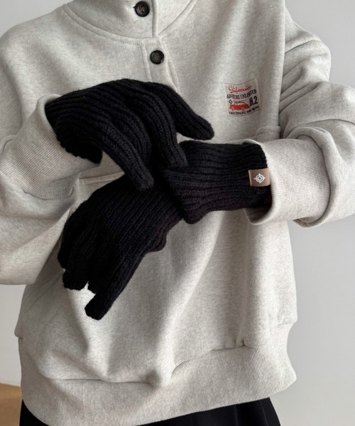 CANAL JEAN（キャナルジーン）の「El mar　ホールタッチニットグローブ（手袋・レディース・ベージュ/ブラック/グレー/ブルー・ONE SIZE）」の9枚目の写真