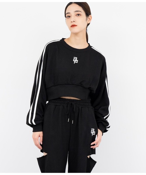 ANAP（アナップ）の「クロップド裏毛スウェットトレーナー×ワイドパンツセットアップ（スウェット・レディース・マルチ/ライトグレー/ブラック・FREE）」の10枚目の写真