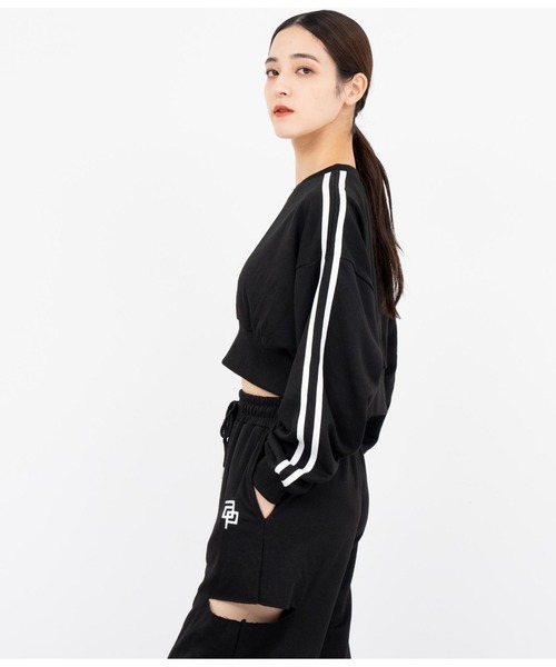 ANAP（アナップ）の「クロップド裏毛スウェットトレーナー×ワイドパンツセットアップ（スウェット・レディース・マルチ/ライトグレー/ブラック・FREE）」の12枚目の写真