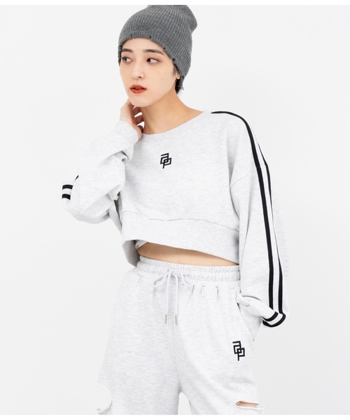 ANAP（アナップ）の「クロップド裏毛スウェットトレーナー×ワイドパンツセットアップ（スウェット・レディース・マルチ/ライトグレー/ブラック・FREE）」の18枚目の写真