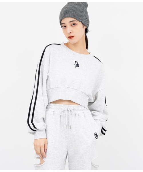 ANAP（アナップ）の「クロップド裏毛スウェットトレーナー×ワイドパンツセットアップ（スウェット・レディース・マルチ/ライトグレー/ブラック・FREE）」の19枚目の写真