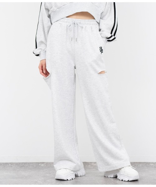 ANAP（アナップ）の「クロップド裏毛スウェットトレーナー×ワイドパンツセットアップ（スウェット・レディース・マルチ/ライトグレー/ブラック・FREE）」の21枚目の写真