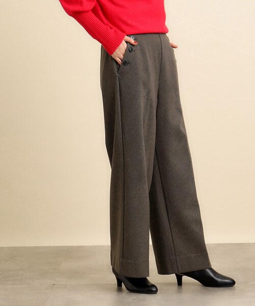 grove（グローブ）の「◆あたたかみあるシャドーギンガムマリンワイドパンツ（その他パンツ・レディース・ダークグレー/ナチュラル/ダークブラウン・02/03/04/01/05）」の5枚目の写真