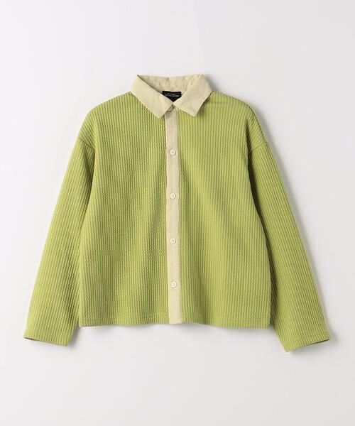 green label relaxing（グリーンレーベルリラクシング）の「TJ ジャカード×細コール 羽織り 100cm-130cm（シャツ/ブラウス・キッズ・ブラック/ライム・XS110/S130）」の2枚目の写真
