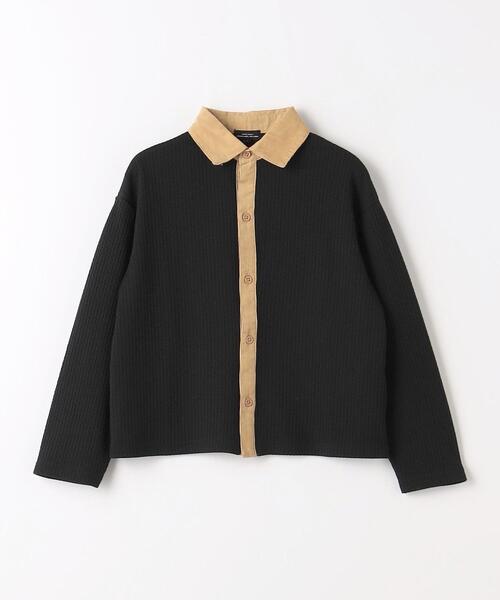 green label relaxing（グリーンレーベルリラクシング）の「TJ ジャカード×細コール 羽織り 100cm-130cm（シャツ/ブラウス・キッズ・ブラック/ライム・XS110/S130）」の3枚目の写真