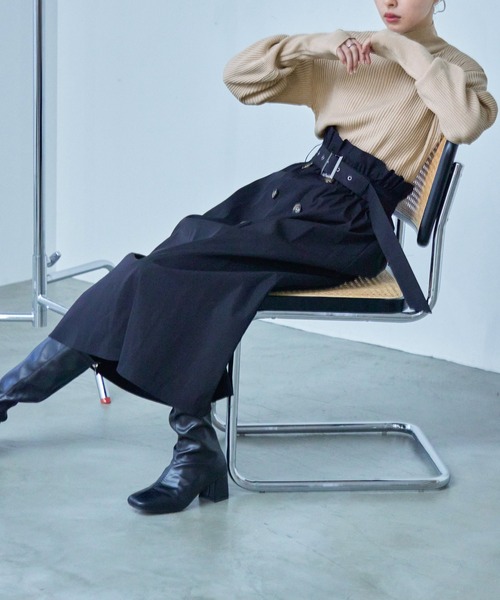 Fashion Letter(ファッションレター)の「アクリルリブニット バルーンスリーブ ハイネックプルオーバー(ニット/セーター・レディース・グレー/ブルー/アイボリー/ライトベージュ/ブラック・M)」の15枚目の写真
