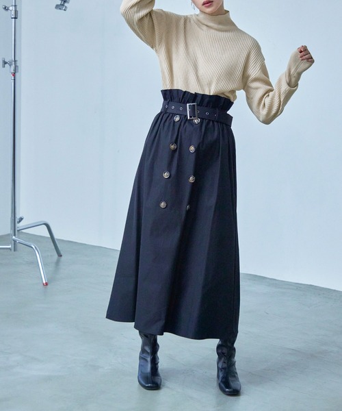 Fashion Letter(ファッションレター)の「アクリルリブニット バルーンスリーブ ハイネックプルオーバー(ニット/セーター・レディース・グレー/ブルー/アイボリー/ライトベージュ/ブラック・M)」の17枚目の写真