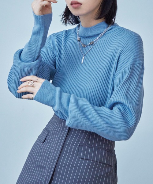 Fashion Letter(ファッションレター)の「アクリルリブニット バルーンスリーブ ハイネックプルオーバー(ニット/セーター・レディース・グレー/ブルー/アイボリー/ライトベージュ/ブラック・M)」の22枚目の写真