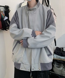 Ressaca | ニット切替デザイントラックジャケットブルゾン スタンドカラー オーバーサイズ(ブルゾン)