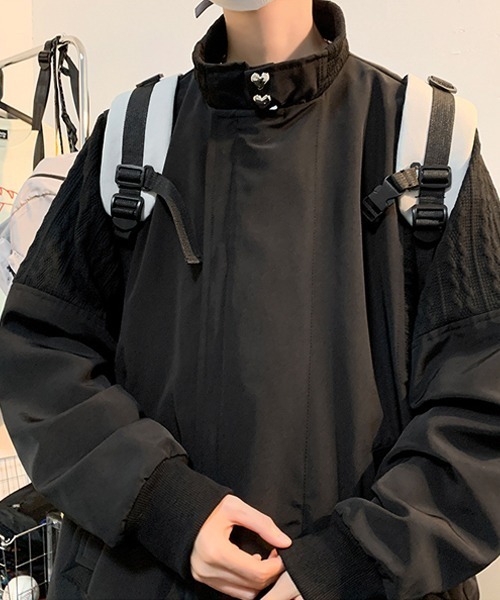 Ressaca(レサーカ)の「ニット切替デザイントラックジャケットブルゾン スタンドカラー オーバーサイズ(ブルゾン・メンズ・ブラック/グレー・M/L/XL)」の9枚目の写真