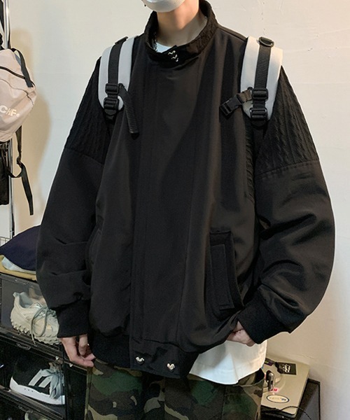 Ressaca(レサーカ)の「ニット切替デザイントラックジャケットブルゾン スタンドカラー オーバーサイズ(ブルゾン・メンズ・ブラック/グレー・M/L/XL)」の10枚目の写真