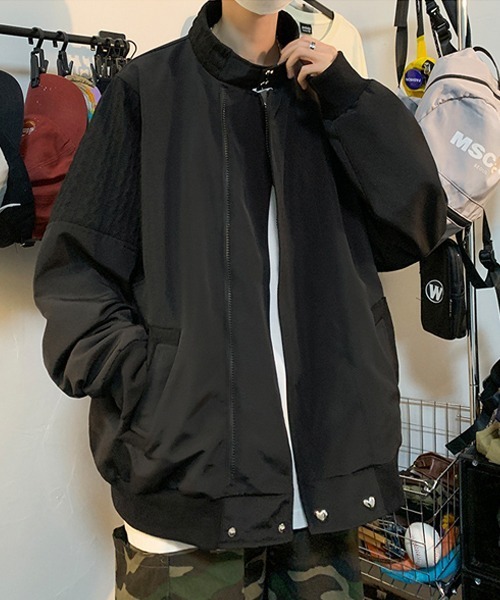 Ressaca(レサーカ)の「ニット切替デザイントラックジャケットブルゾン スタンドカラー オーバーサイズ(ブルゾン・メンズ・ブラック/グレー・M/L/XL)」の8枚目の写真