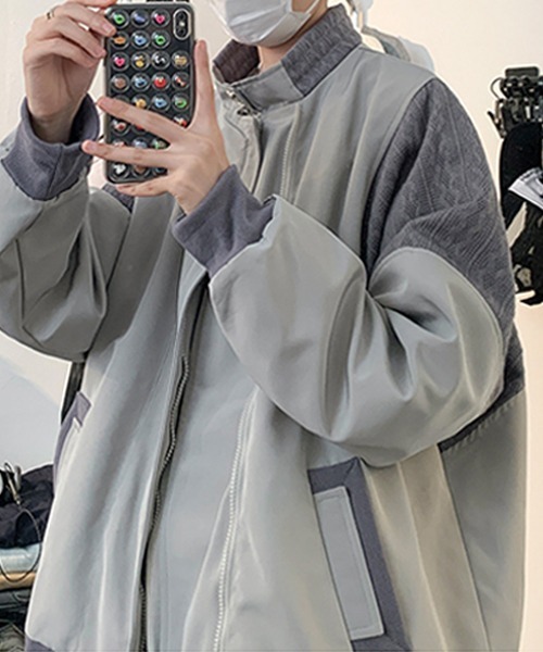 Ressaca(レサーカ)の「ニット切替デザイントラックジャケットブルゾン スタンドカラー オーバーサイズ(ブルゾン・メンズ・ブラック/グレー・M/L/XL)」の18枚目の写真