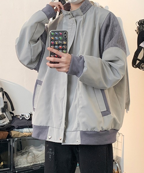 Ressaca(レサーカ)の「ニット切替デザイントラックジャケットブルゾン スタンドカラー オーバーサイズ(ブルゾン・メンズ・ブラック/グレー・M/L/XL)」の14枚目の写真