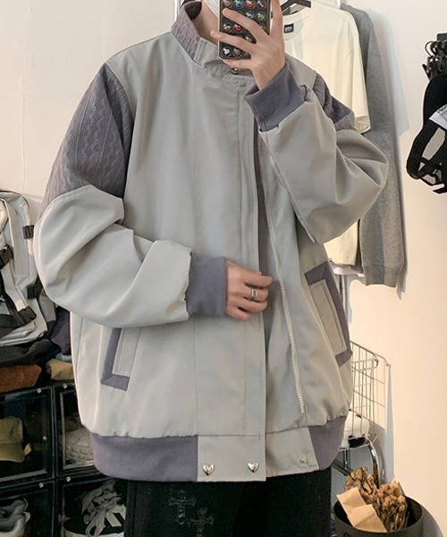 Ressaca(レサーカ)の「ニット切替デザイントラックジャケットブルゾン スタンドカラー オーバーサイズ(ブルゾン・メンズ・ブラック/グレー・M/L/XL)」の15枚目の写真