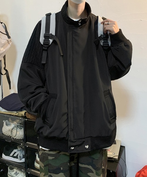 Ressaca(レサーカ)の「ニット切替デザイントラックジャケットブルゾン スタンドカラー オーバーサイズ(ブルゾン・メンズ・ブラック/グレー・M/L/XL)」の12枚目の写真