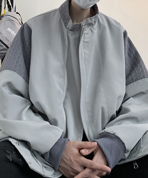 Ressaca(レサーカ)の「ニット切替デザイントラックジャケットブルゾン スタンドカラー オーバーサイズ(ブルゾン・メンズ・ブラック/グレー・M/L/XL)」の16枚目の写真