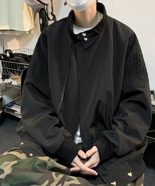 Ressaca(レサーカ)の「ニット切替デザイントラックジャケットブルゾン スタンドカラー オーバーサイズ(ブルゾン・メンズ・ブラック/グレー・M/L/XL)」の7枚目の写真