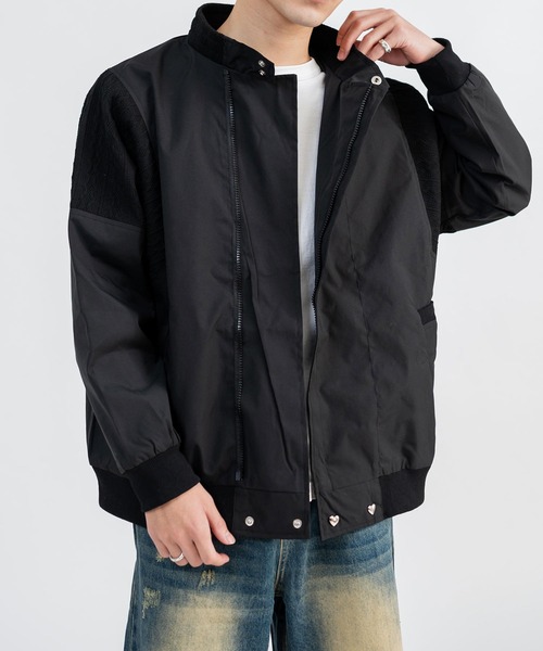 Ressaca(レサーカ)の「ニット切替デザイントラックジャケットブルゾン スタンドカラー オーバーサイズ(ブルゾン・メンズ・ブラック/グレー・M/L/XL)」の22枚目の写真