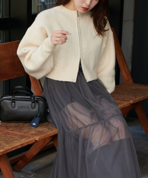 Chico（チコ）の「Wジップニット+チュールキャミワンピースSET（ワンピース・レディース・ベージュ系その他/グレー系その他/チャコールグレー/ホワイト系その他/ホワイト系その他2・FREE）」の17枚目の写真