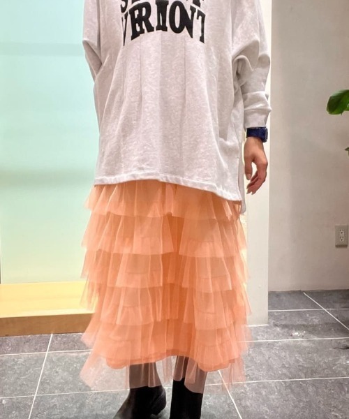 ジャンティ　チュールフリルスカート（ピンク・グレー） ジャンティ チュールフリルスカート（ピンク・グレー） スカート