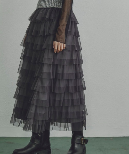 ROSE BUD（ローズバッド）の「チュールフリルスカート（スカート・レディース・グレー/ピンク/グリーン・FREE）」の8枚目の写真