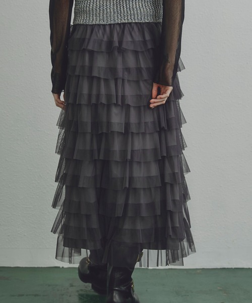 ROSE BUD（ローズバッド）の「チュールフリルスカート（スカート・レディース・グレー/ピンク/グリーン・FREE）」の9枚目の写真