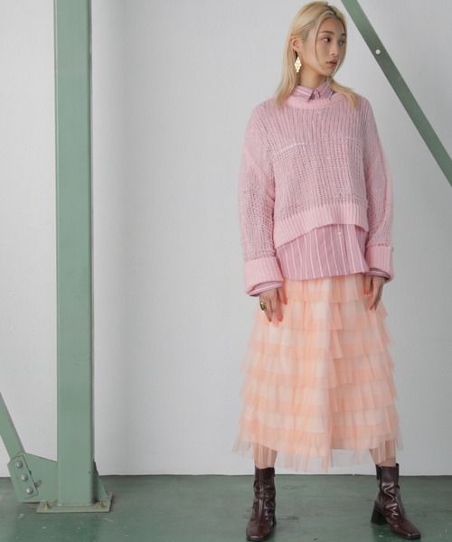ROSE BUD（ローズバッド）の「チュールフリルスカート（スカート・レディース・グレー/ピンク/グリーン・FREE）」の14枚目の写真