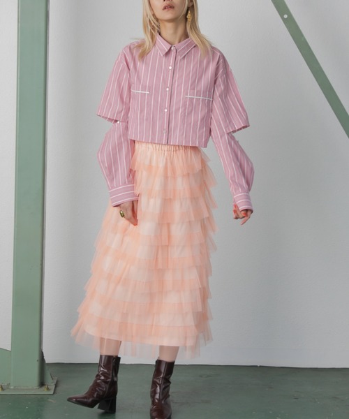 ROSE BUD（ローズバッド）の「チュールフリルスカート（スカート・レディース・グレー/ピンク/グリーン・FREE）」の16枚目の写真