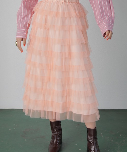 ROSE BUD（ローズバッド）の「チュールフリルスカート（スカート・レディース・グレー/ピンク/グリーン・FREE）」の17枚目の写真