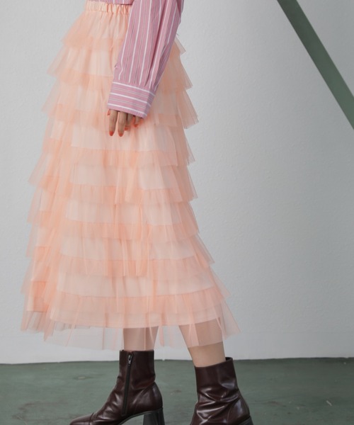 ROSE BUD（ローズバッド）の「チュールフリルスカート（スカート・レディース・グレー/ピンク/グリーン・FREE）」の18枚目の写真