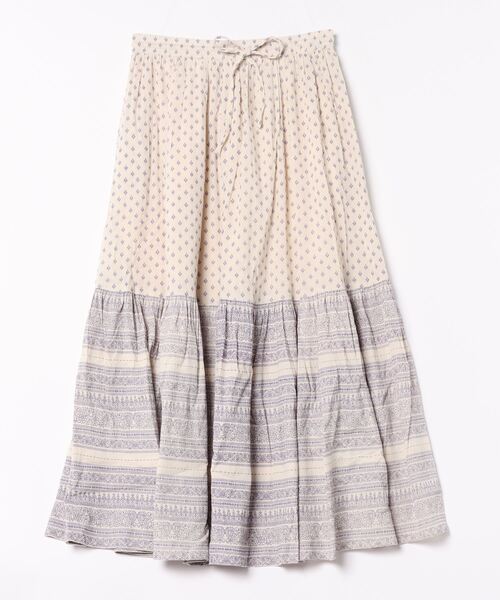 チャイハネ（チャイハネ）の「【チャイハネ】エスニックプリント ティアードロングスカート（スカート・レディース・ベージュ/ブラック/グリーン/オレンジ/ピンク・FREE）」の3枚目の写真