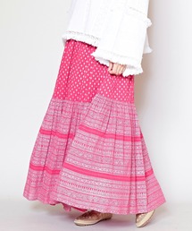 【チャイハネ】エスニックプリント ティアードロングスカート
