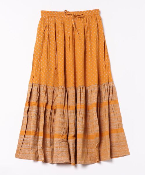 チャイハネ（チャイハネ）の「【チャイハネ】エスニックプリント ティアードロングスカート（スカート・レディース・ベージュ/ブラック/グリーン/オレンジ/ピンク・FREE）」の13枚目の写真