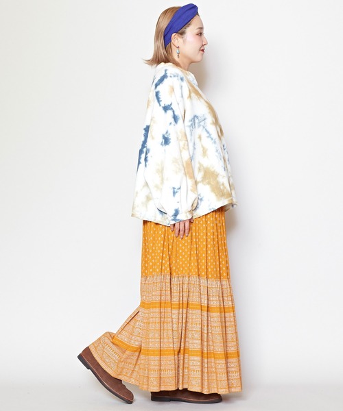 チャイハネ（チャイハネ）の「【チャイハネ】エスニックプリント ティアードロングスカート（スカート・レディース・ベージュ/ブラック/グリーン/オレンジ/ピンク・FREE）」の15枚目の写真