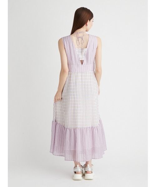FURFUR（ファーファー）の「チェック柄ワンピース（ワンピース・レディース・ブラック/ラベンダー/ホワイト・FREE）」の16枚目の写真