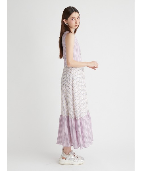 FURFUR（ファーファー）の「チェック柄ワンピース（ワンピース・レディース・ブラック/ラベンダー/ホワイト・FREE）」の15枚目の写真