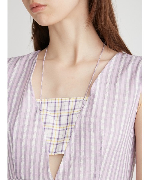 FURFUR（ファーファー）の「チェック柄ワンピース（ワンピース・レディース・ブラック/ラベンダー/ホワイト・FREE）」の14枚目の写真