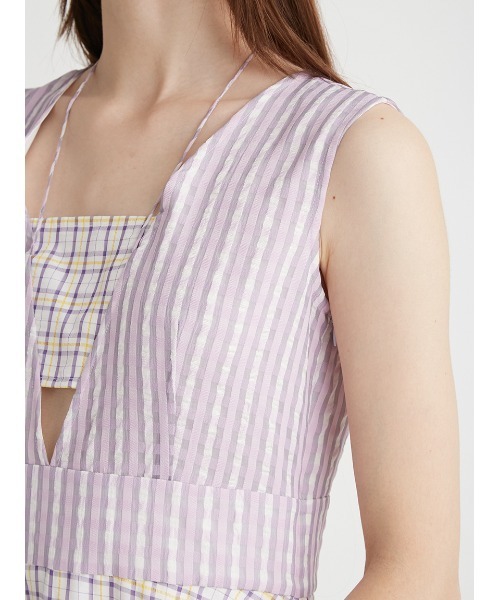 FURFUR（ファーファー）の「チェック柄ワンピース（ワンピース・レディース・ブラック/ラベンダー/ホワイト・FREE）」の13枚目の写真