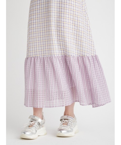 FURFUR（ファーファー）の「チェック柄ワンピース（ワンピース・レディース・ブラック/ラベンダー/ホワイト・FREE）」の12枚目の写真