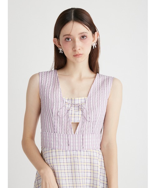 FURFUR（ファーファー）の「チェック柄ワンピース（ワンピース・レディース・ブラック/ラベンダー/ホワイト・FREE）」の10枚目の写真