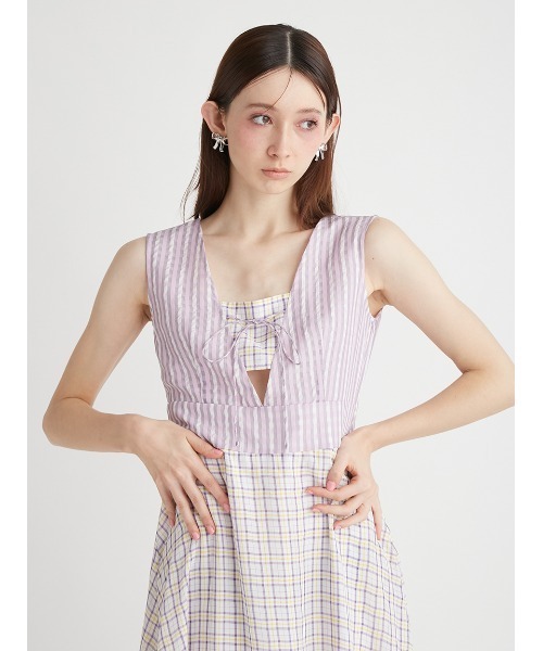 FURFUR（ファーファー）の「チェック柄ワンピース（ワンピース・レディース・ブラック/ラベンダー/ホワイト・FREE）」の9枚目の写真